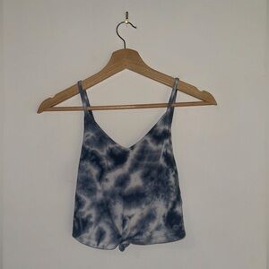 PacSun Me to We Blue and White Tie-Dye Crop Tank Top